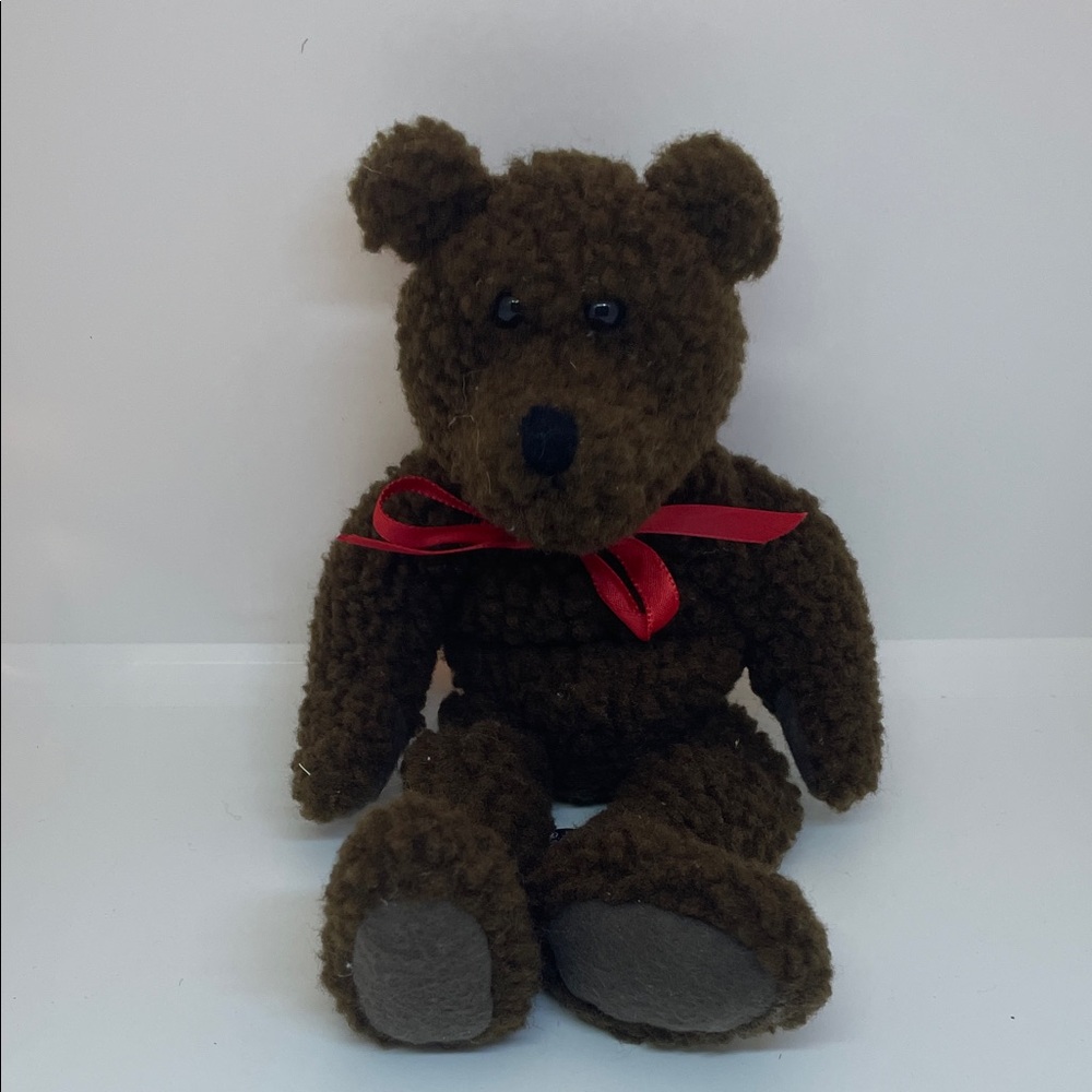 “Coco” - Plush Brown Teddy Bear with Red Bow - Soft Kids Toy